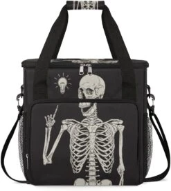 Cfpolar Coffee Maker Carrying Bag Cute Skull Ideal Travel Coffee Machine Bag Carrying Organizer Case Portable Single Serve Coffee Brewer Tote Bag Storage Bag For Camping Picnic