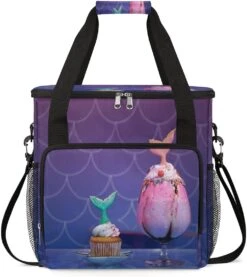 Cfpolar Coffee Maker Carrying Bag Mermaid Cupcake Rainbow Milkshake Travel Coffee Machine Bag Carrying Organizer Case Portable Single Serve Coffee Brewer Tote Bag Storage Bag For Camping Picnic