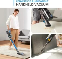 FABULETTA Cordless Vacuum Cleaner, 24kpa Free-Standing Stick Vacuum With Upgraded 250W Brushless Motor, Lightweight Handheld Vacuum For Home Pet Hair Carpet Hard Floor (Blue) -Small Appliance Store 714XuyXFErL. AC SL1500
