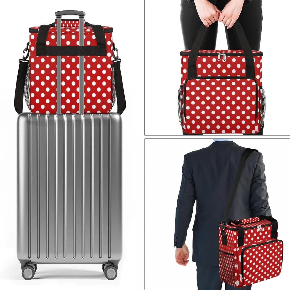 Cfpolar Coffee Maker Carrying Bag Red Polka Dot Printed Travel Coffee Machine Bag Carrying Organizer Case Portable Single Serve Coffee Brewer Tote Bag Storage Bag For Camping Picnic 10 Cfpolar Coffee Maker Carrying Bag Red Polka Dot Printed Travel Coffee Machine Bag Carrying Organizer Case Portable Single Serve Coffee Brewer Tote Bag Storage Bag For Camping Picnic - Image 8