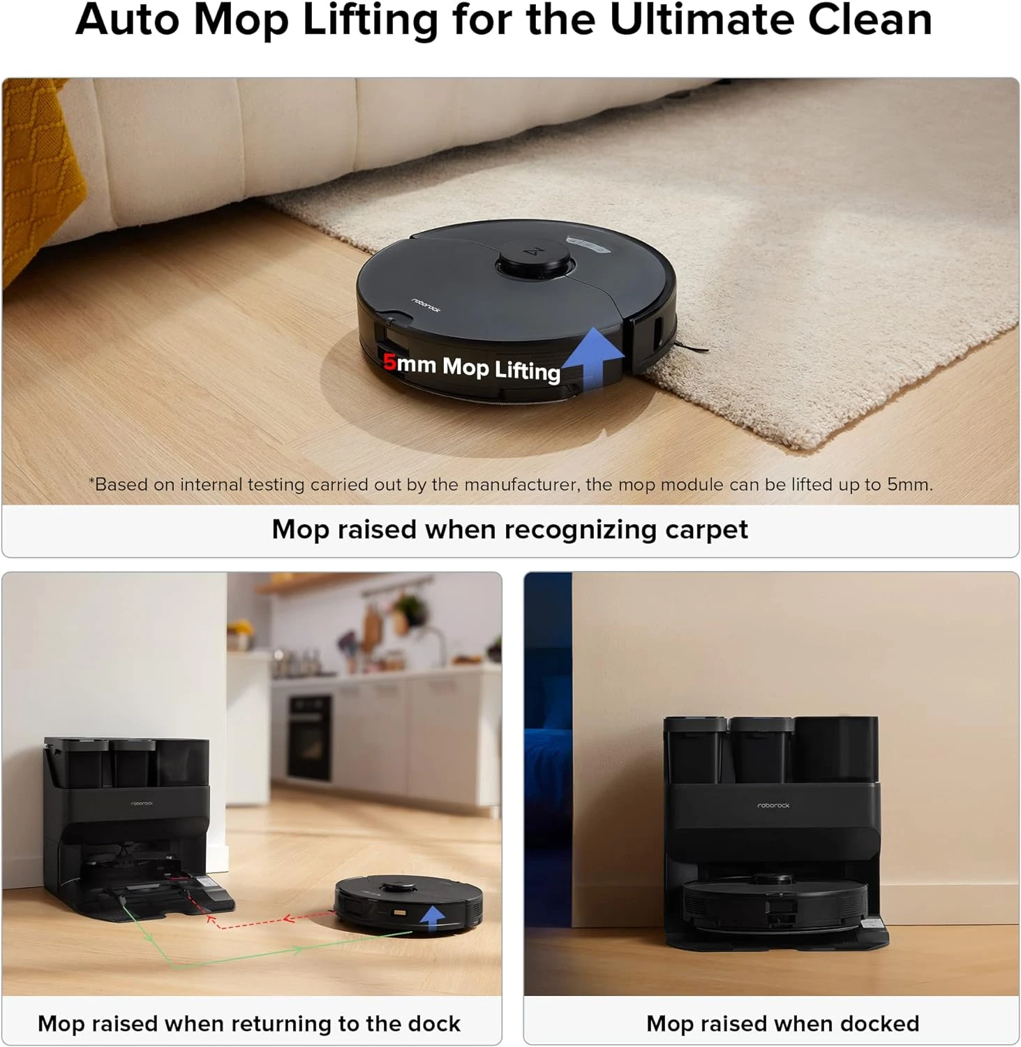 Roborock S7 Max Ultra Robot Vacuum And Mop Combo, Auto Mop Drying, Auto Mop Washing, Self-Emptying, Self-Refilling, 5500Pa Suction, Reactive Tech Obstacle Avoidance, Black (RockDock Ultra Series) 8 Roborock S7 Max Ultra Robot Vacuum And Mop Combo, Auto Mop Drying, Auto Mop Washing, Self-Emptying, Self-Refilling, 5500Pa Suction, Reactive Tech Obstacle Avoidance, Black (RockDock Ultra Series) - Image 6