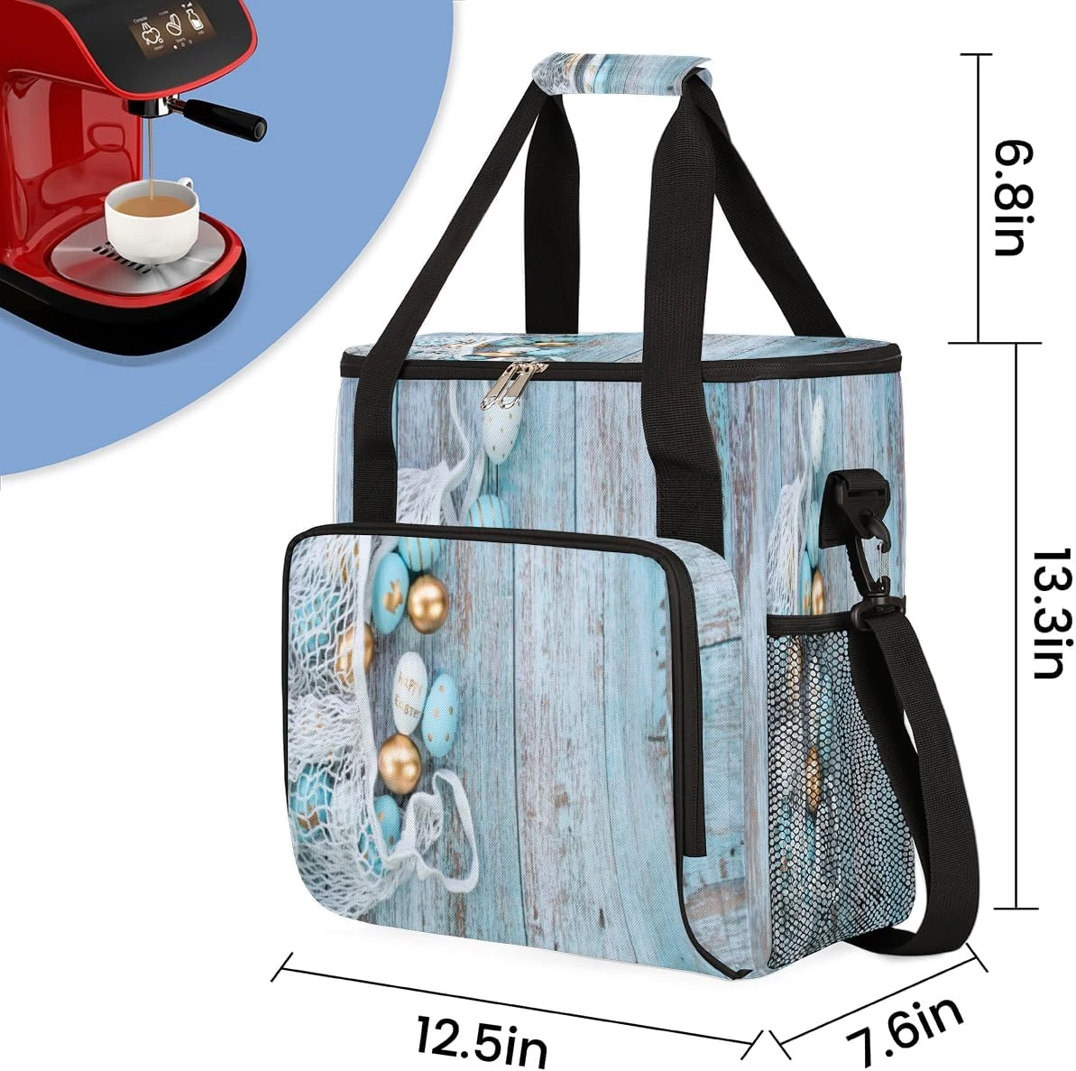 Cfpolar Coffee Maker Carrying Bag Blue Eggs Wooden Easter Travel Coffee Machine Bag Carrying Organizer Case Portable Single Serve Coffee Brewer Tote Bag Storage Bag For Camping Picnic 5 Cfpolar Coffee Maker Carrying Bag Blue Eggs Wooden Easter Travel Coffee Machine Bag Carrying Organizer Case Portable Single Serve Coffee Brewer Tote Bag Storage Bag For Camping Picnic - Image 3