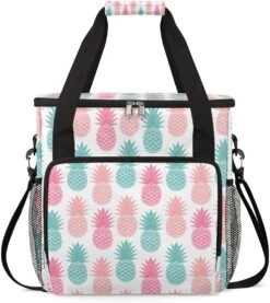 Cfpolar Coffee Maker Carrying Bag Colorful Pineapple Travel Coffee Machine Bag Carrying Organizer Case Portable Single Serve Coffee Brewer Tote Bag Storage Bag For Camping Picnic