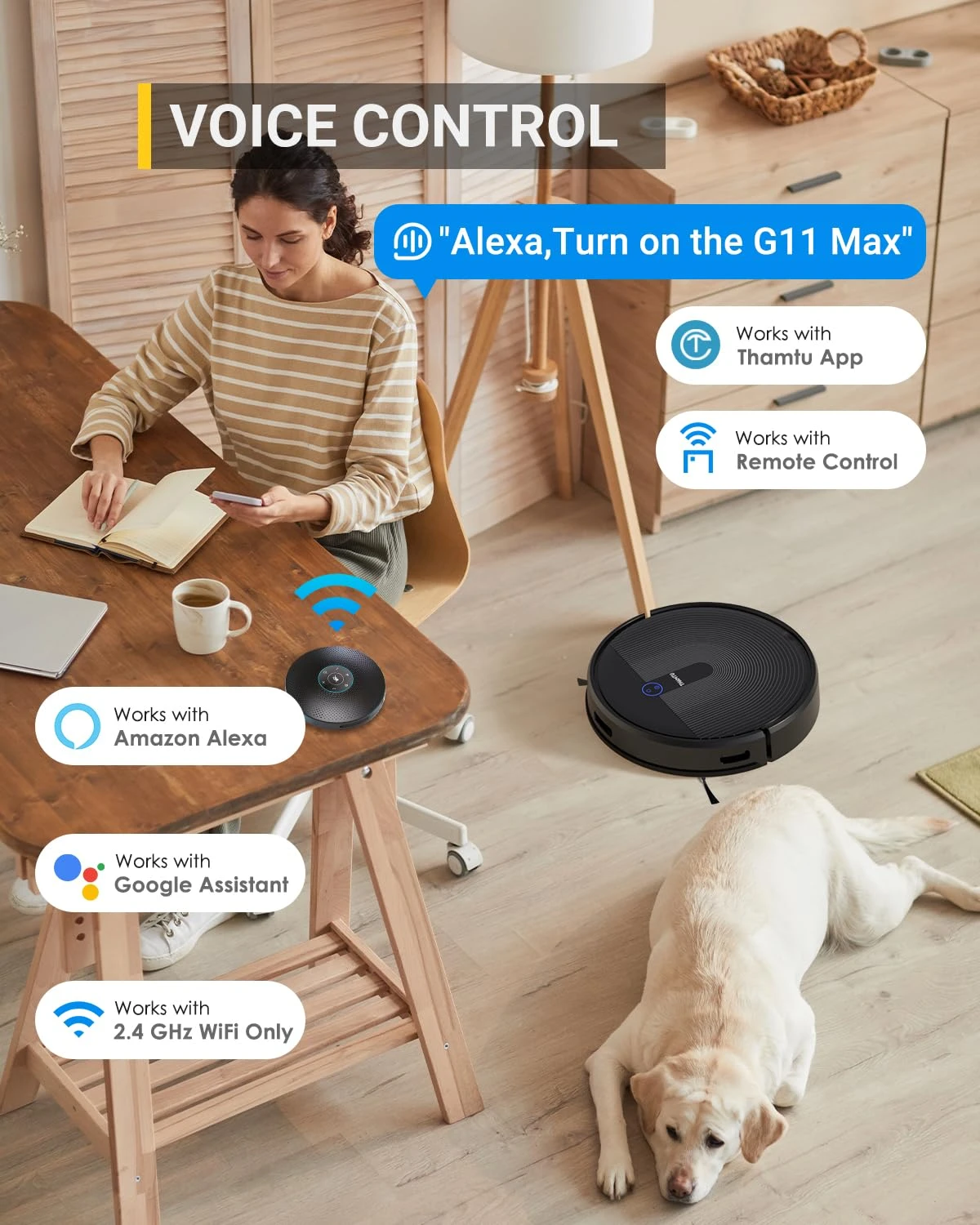 Thamtu G11 Max Robotic Vacuum Cleaner With Smart Dynamic Navigation, 2500Pa Suction Powerful Robot Vacuums, APP Control For Pet Hair, Hard Floor And Medium-Pile Carpet 5 Thamtu G11 Max Robotic Vacuum Cleaner With Smart Dynamic Navigation, 2500Pa Suction Powerful Robot Vacuums, APP Control For Pet Hair, Hard Floor And Medium-Pile Carpet - Image 3