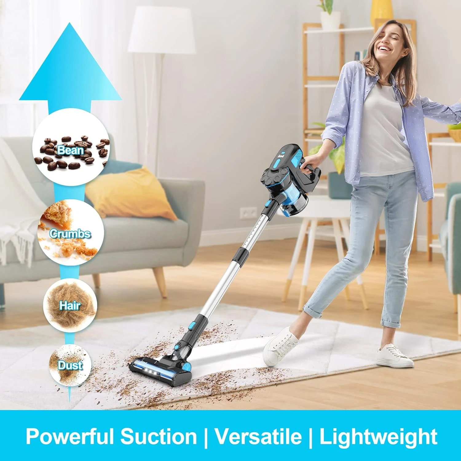 INSE Cordless Vacuum Cleaner, Lightweight Cordless Stick Vacuum With 2200mAh Battery, 6 In1 Versatile Rechargeable Vacuum Up To 45mins Runtime, Quiet Vacuum Cleaner For Hard Floor Pet Hair Home Car 4 INSE Cordless Vacuum Cleaner, Lightweight Cordless Stick Vacuum With 2200mAh Battery, 6 In1 Versatile Rechargeable Vacuum Up To 45mins Runtime, Quiet Vacuum Cleaner For Hard Floor Pet Hair Home Car - Image 2