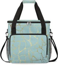 Cfpolar Coffee Maker Carrying Bag Shining Texture Of Marble Travel Coffee Machine Bag Carrying Organizer Case Portable Single Serve Coffee Brewer Tote Bag Storage Bag For Camping Picnic