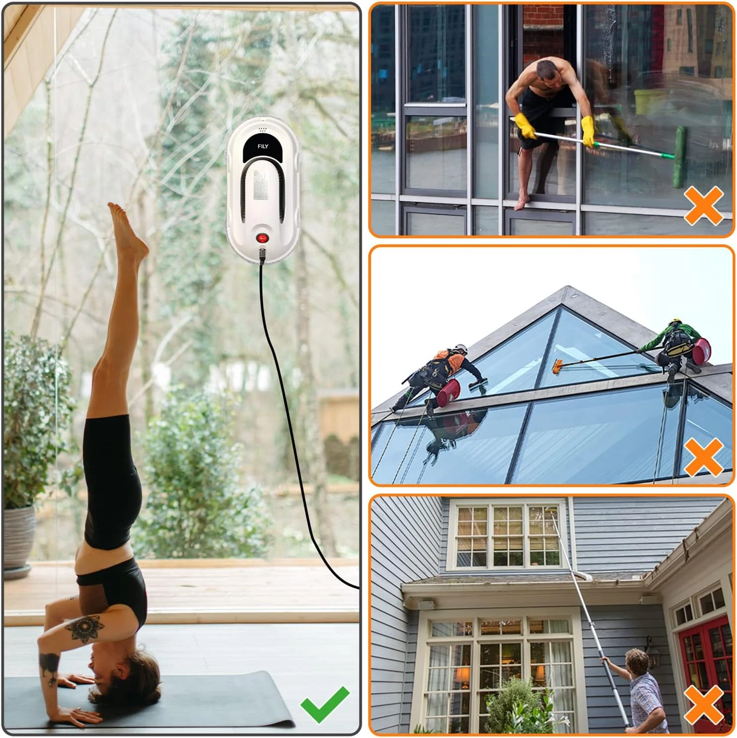 FILY S1PRO Window Cleaner Robot, 5000PA Strong Suction Smart Window Cleaner With One Key Start Function, APP&Control By Remote Control, Window Cleaner Tool For Indoor Outdoor High Windows Glass/Tiles 9 FILY S1PRO Window Cleaner Robot, 5000PA Strong Suction Smart Window Cleaner With One Key Start Function, APP&Control By Remote Control, Window Cleaner Tool For Indoor Outdoor High Windows Glass/Tiles - Image 7