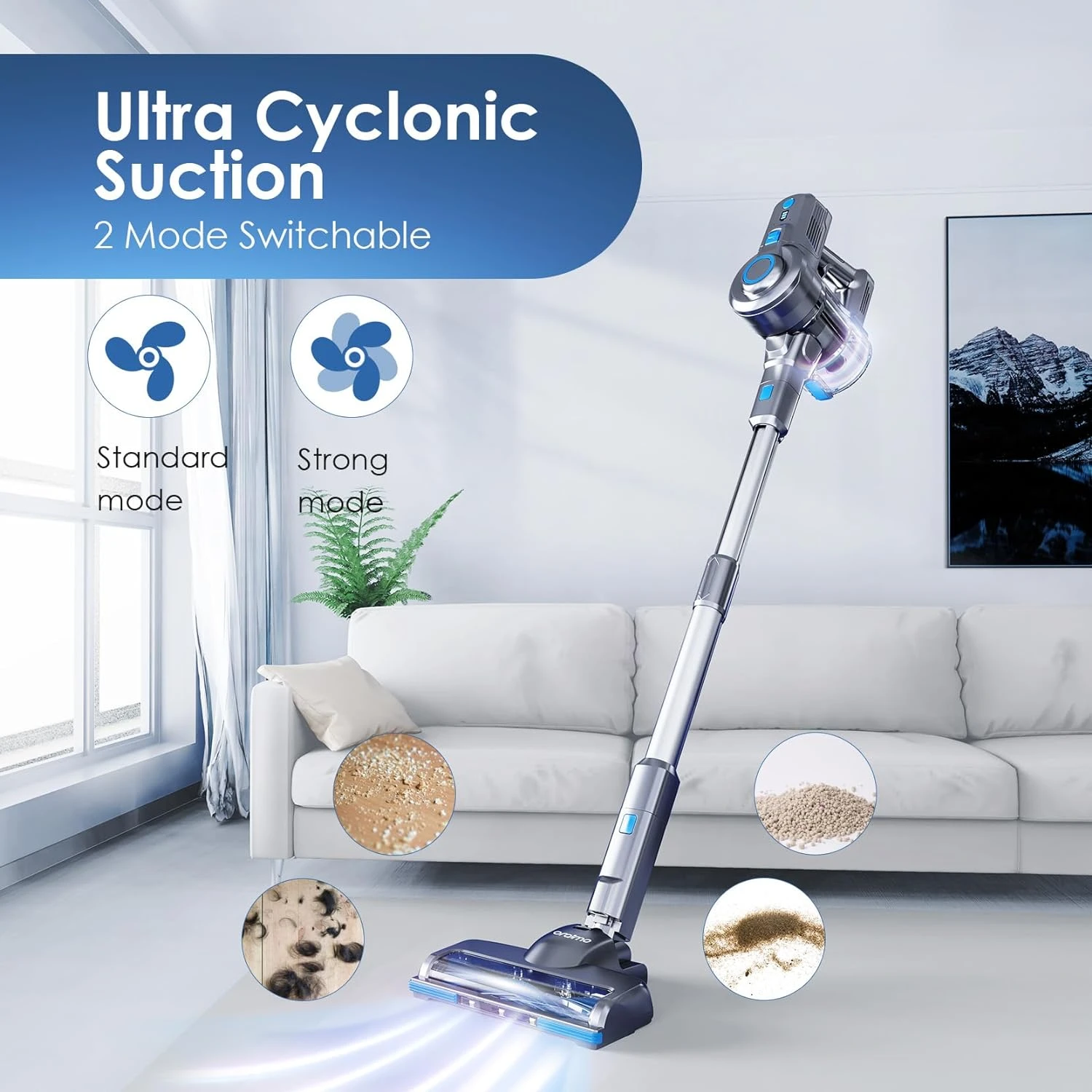 Oraimo Vacuum Cleaner For Home, Self-Standing Cordless Vacuum, 6-in-1 Stick Vacuum With Rechargeable Battery, 35min Max, Lightweight Handheld Vacuum Cordless For Pet Hair Hard Floor Carpet Stair 4 Oraimo Vacuum Cleaner For Home, Self-Standing Cordless Vacuum, 6-in-1 Stick Vacuum With Rechargeable Battery, 35min Max, Lightweight Handheld Vacuum Cordless For Pet Hair Hard Floor Carpet Stair - Image 2