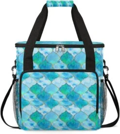 Cfpolar Coffee Maker Carrying Bag Geometric Quatrefoil Travel Coffee Machine Bag Carrying Organizer Case Portable Single Serve Coffee Brewer Tote Bag Storage Bag For Camping Picnic