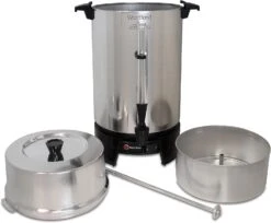 West Bend 33600 Coffee Urn Commercial Highly-Polished Aluminum NSF Approved Features Automatic Temperature Control Large Capacity With Fast Brewing And Easy Clean Up, 100-Cup, Silver -Small Appliance Store 71ILcShnJXL. AC SL1500