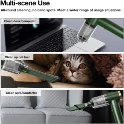 Cordless Handheld Vacuum Cleaner, 9000PA Powerful Suction Car Vacuum Cleaner, 3 In 1 Tiny Foldable Dust Buster With Filter Portable Vacuum Cleaner With LED For Car, Size-6.41x2.20x7.71 Inch (Green) -Small Appliance Store 71IjocgQhhL. AC SL1500