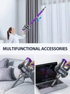 Cordless Vacuum Cleaner, 33Kpa 400W Stick Vacuum With Two Roller Brushes, Stiff Bristle For Carpets Soft For Hard Floors, 55 Min Runtime Wireless Household Vacuum Cleaner For Pet Hair -Small Appliance Store 71J02XKU1jL. AC SL1500