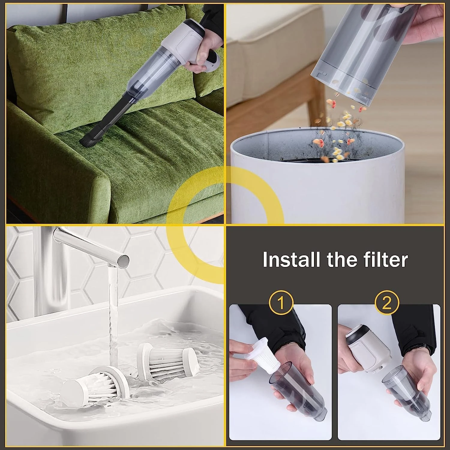 Cordless Handheld Vacuum Cleaner,3 In 1 Convenient Vacuum Cleaner, Small Car Vacuum Cleaner,9000PA Strong Suction,60 Minutes Battery Life,wet And Dry,suitable For Car,home, Office,pet Hair Cleaning 9 Cordless Handheld Vacuum Cleaner,3 In 1 Convenient Vacuum Cleaner, Small Car Vacuum Cleaner,9000PA Strong Suction,60 Minutes Battery Life,wet And Dry,suitable For Car,home, Office,pet Hair Cleaning - Image 7