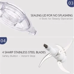 Electric Food Chopper, 8-Cup Food Processor By Homeleader, 2L Glass Bowl Grinder For Meat, Vegetables, Fruits And Nuts, Stainless Steel Motor Unit And 4 Sharp Blades, 300W 16 Electric Food Chopper, 8-Cup Food Processor By Homeleader, 2L Glass Bowl Grinder For Meat, Vegetables, Fruits And Nuts, Stainless Steel Motor Unit And 4 Sharp Blades, 300W -Small Appliance Store 71KLaFdH1S. AC SL1500