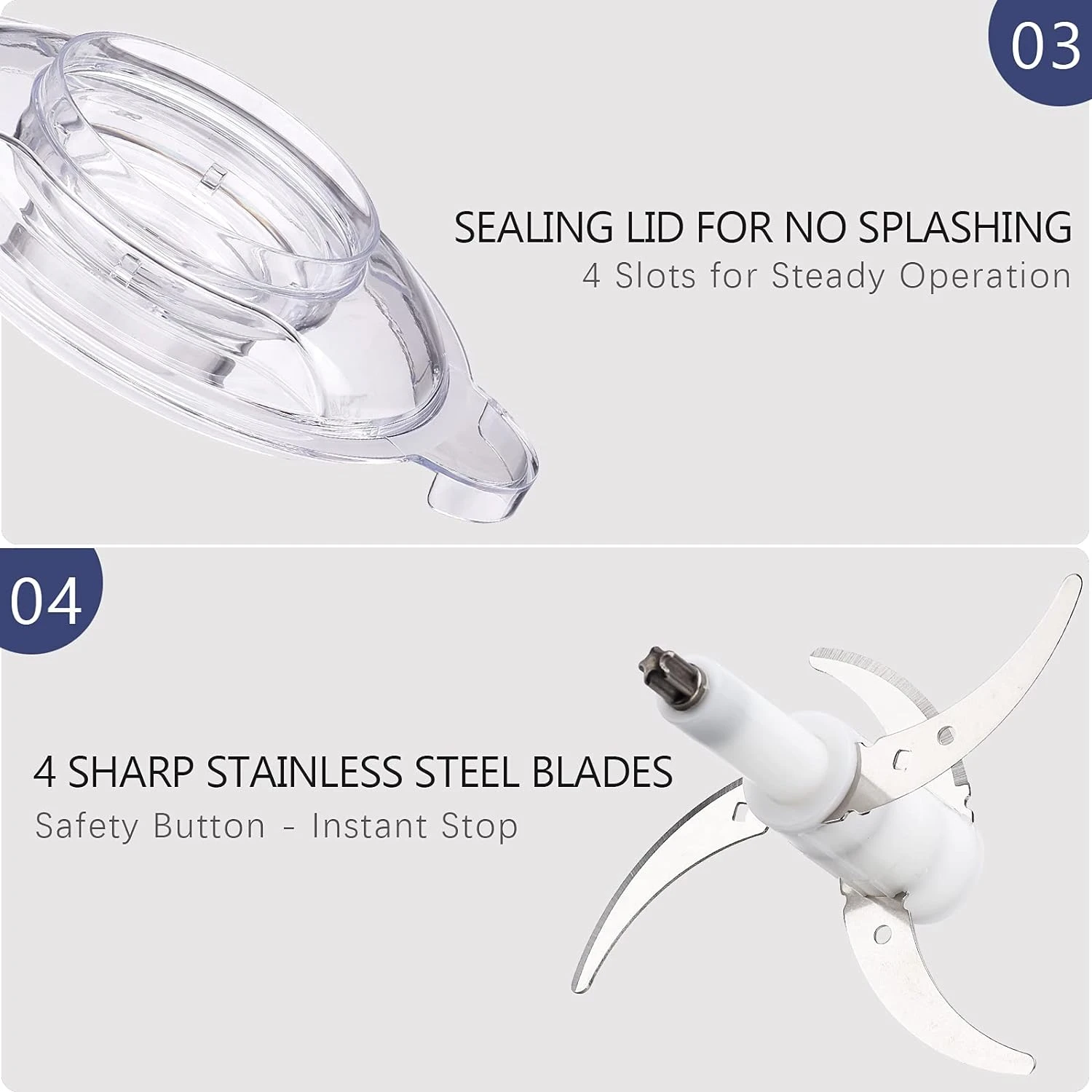 Electric Food Chopper, 8-Cup Food Processor By Homeleader, 2L Glass Bowl Grinder For Meat, Vegetables, Fruits And Nuts, Stainless Steel Motor Unit And 4 Sharp Blades, 300W 9 Electric Food Chopper, 8-Cup Food Processor By Homeleader, 2L Glass Bowl Grinder For Meat, Vegetables, Fruits And Nuts, Stainless Steel Motor Unit And 4 Sharp Blades, 300W - Image 7