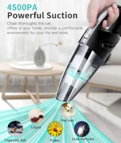 HZXINWANG Handheld Vacuum USB Cordless Portable Wet Dry Vacuum Cleaner For Car Home Pet Hair With Filter Rechargeable 2200mAh Lithium Battery 120W 4500PA Powerful Suction…,Black -Small Appliance Store 71KVDNja9L. AC SL1500 2