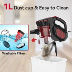 INSE Corded Vacuum Cleaner, 600W Powerful 18000Pa Vacuum Cleaner, 6-in-1 Versatile Lightweight Corded Stick Vacuum Cleaner For Pet Hair Hardwood Floor - Red 17 INSE Corded Vacuum Cleaner, 600W Powerful 18000Pa Vacuum Cleaner, 6-in-1 Versatile Lightweight Corded Stick Vacuum Cleaner For Pet Hair Hardwood Floor - Red -Small Appliance Store 71M4pZG1vBL. AC SL1500 1