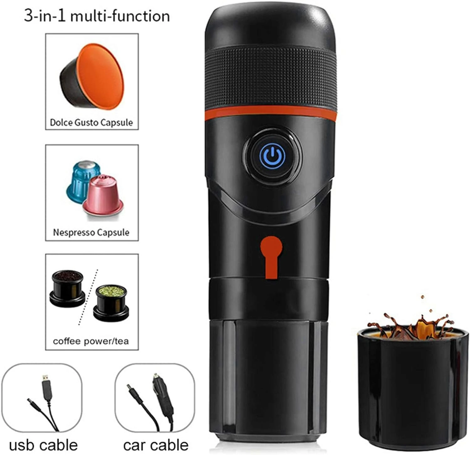 EBTOOLS Electric Coffee Machine, Portable USB/Cigarette Lighter Self Heating Coffee Maker With Reusable Coffee Capsule, Suitable For Car, Home, Offices Use 8 EBTOOLS Electric Coffee Machine, Portable USB/Cigarette Lighter Self Heating Coffee Maker With Reusable Coffee Capsule, Suitable For Car, Home, Offices Use - Image 6