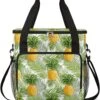Cfpolar Coffee Maker Carrying Bag Tropical Palm Leaves And Pineapples Travel Coffee Machine Bag Carrying Organizer Case Portable Single Serve Coffee Brewer Tote Bag Storage Bag For Camping Picnic