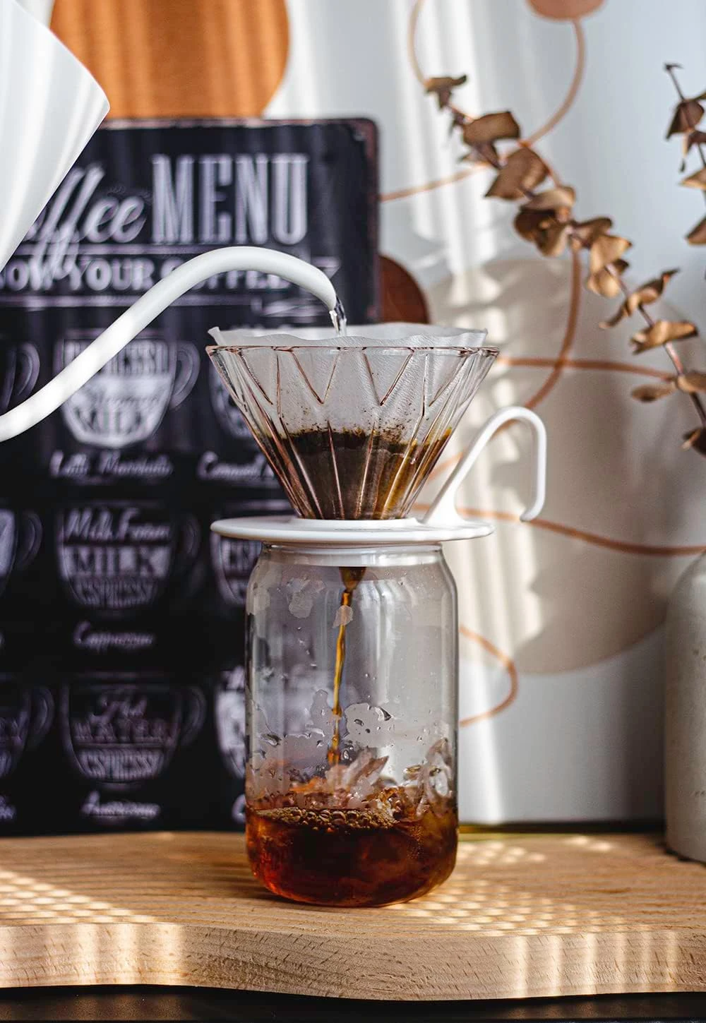 HERO Petal Glass Coffee Dripper V60 Barista Pour Over Hand Drip Brewer Blue 8 HERO Petal Glass Coffee Dripper V60 Barista Pour Over Hand Drip Brewer Blue - Image 6