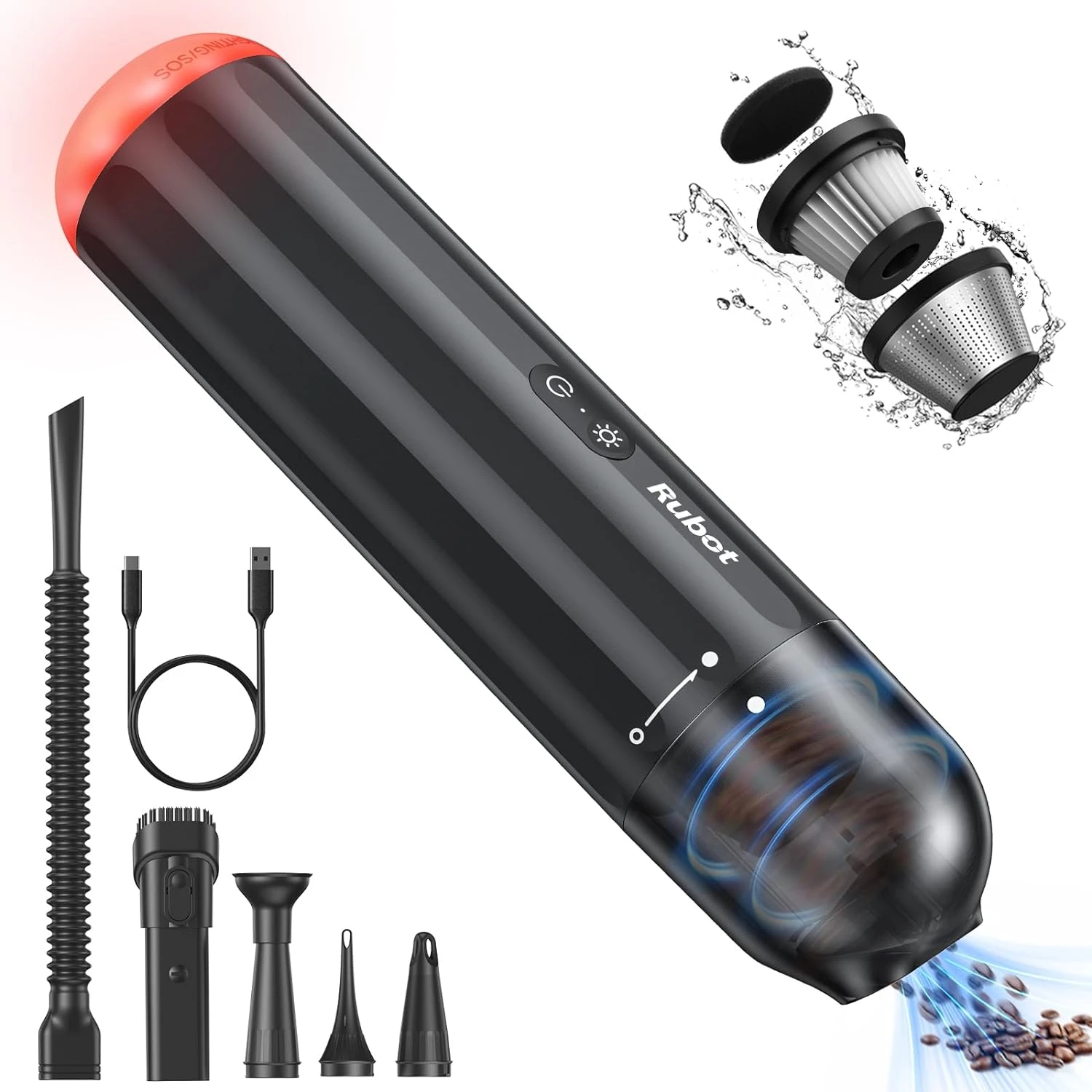 RUBOT Hand Held Vacuum Cordless Rechargeable, Car Mini Vacuum Cleaner High Power, Portable Vacuum Cleaners For Car,Home,Outdoor,Air Blower-P15(Black) 3 RUBOT Hand Held Vacuum Cordless Rechargeable, Car Mini Vacuum Cleaner High Power, Portable Vacuum Cleaners For Car,Home,Outdoor,Air Blower-P15(Black)