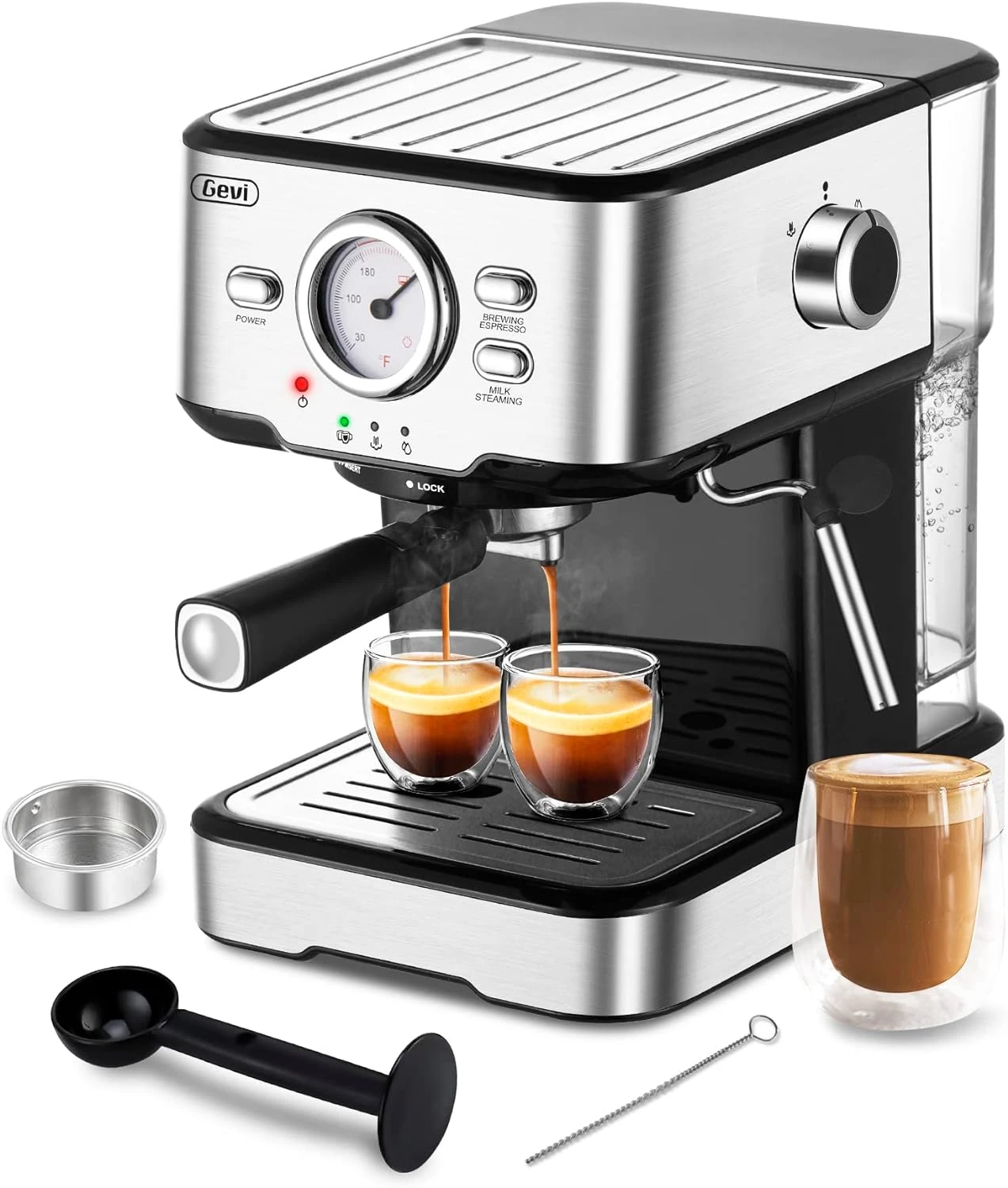 Gevi Espresso Machine 15 Bar Pump Pressure, Cappuccino Coffee Maker With Milk Foaming Steam Wand For Latte, Mocha, Cappuccino, 1.5L Water Tank, 1100W, Black3 3 Gevi Espresso Machine 15 Bar Pump Pressure, Cappuccino Coffee Maker With Milk Foaming Steam Wand For Latte, Mocha, Cappuccino, 1.5L Water Tank, 1100W, Black3