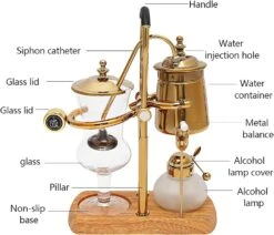 YIYIONCE Vintage Style Siphon Coffee Maker Set Luxury Royal Family Balance Syphon Siphon Coffee Maker, 15oz Belgian/Belgium Retro Design Coffee Machine For Coffee Shop, Bar Or Home Use(Gold)| US STOCK -Small Appliance Store 71T320y05jL. AC SL1500