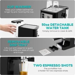 20 Bar Espresso Machine, Compact Espresso Maker With Milk Frother Wand, Professional Espresso Coffee Machine And Cappuccino Machine With 50 Oz Removable Water Tank For Cappuccino, Latte And Barista -Small Appliance Store 71UYD91gltL. AC SL1500