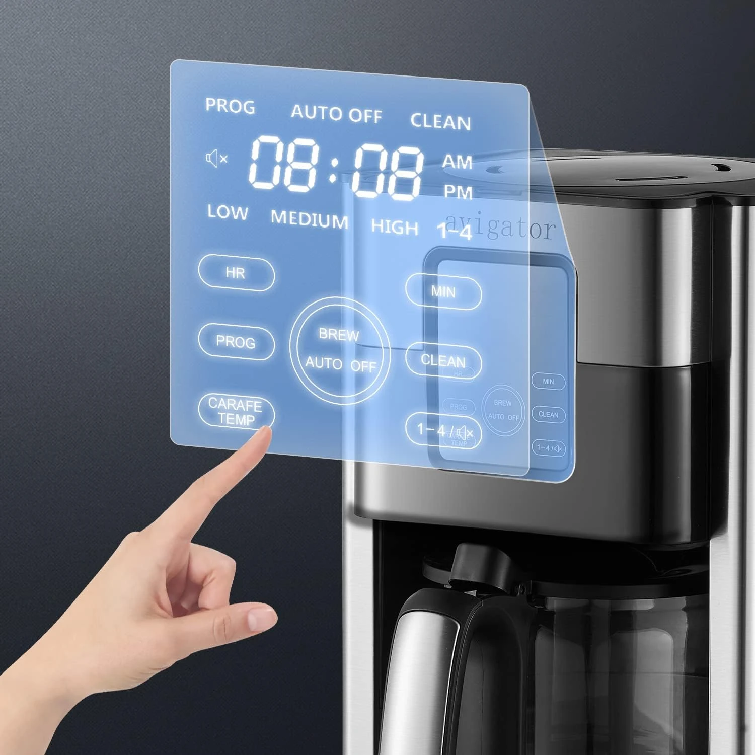 Avigator Coffee Maker, 12-Cup Drip Coffee Machine With Classic And Rich Brews, 24H Promgrammable Timer, 3-Mode Keep Warm, 12-hole Showerhead System (CM1706) 4 Avigator Coffee Maker, 12-Cup Drip Coffee Machine With Classic And Rich Brews, 24H Promgrammable Timer, 3-Mode Keep Warm, 12-hole Showerhead System (CM1706) - Image 2