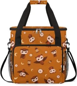 Cfpolar Coffee Maker Carrying Bag Halloween Owl Travel Coffee Machine Bag Carrying Organizer Case Portable Single Serve Coffee Brewer Tote Bag Storage Bag For Camping Picnic