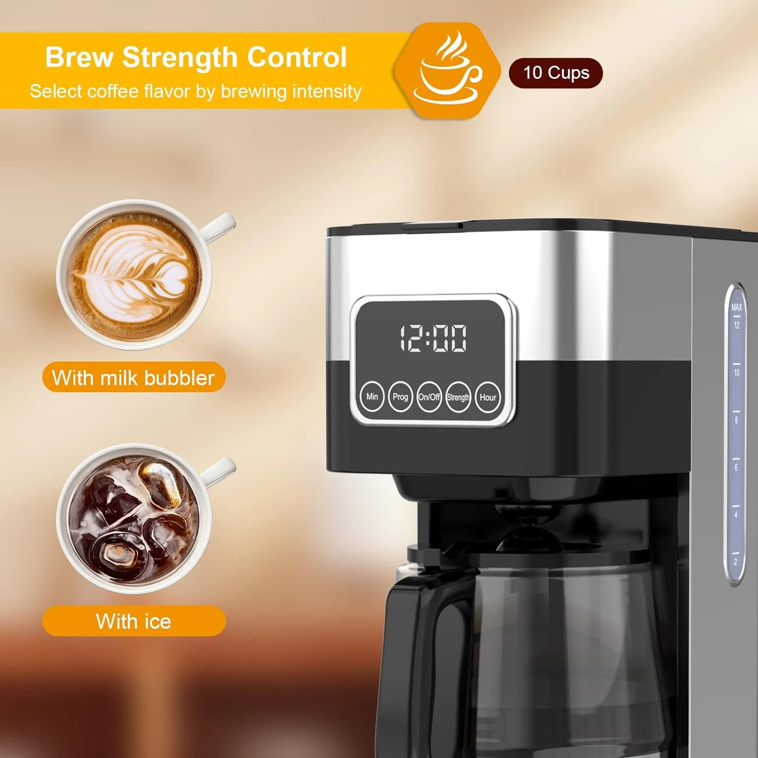 ANNAPU 10-Cup Programmable Coffee Maker: Automatic Drip Coffeemaker With Reusable Filter & Coffee Pot, Brew Strength Control, Keep Warm & Power Off, Smart Anti-Drip System,Black And Stainless Steel 5 ANNAPU 10-Cup Programmable Coffee Maker: Automatic Drip Coffeemaker With Reusable Filter & Coffee Pot, Brew Strength Control, Keep Warm & Power Off, Smart Anti-Drip System,Black And Stainless Steel - Image 3
