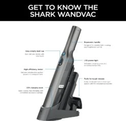 Shark WV201 WANDVAC Handheld Vacuum, Lightweight At 1.4 Pounds With Powerful Suction, Charging Dock, Single Touch Empty And Detachable Dust Cup,Graphite -Small Appliance Store 71XeQ20hAGS. AC SL1500