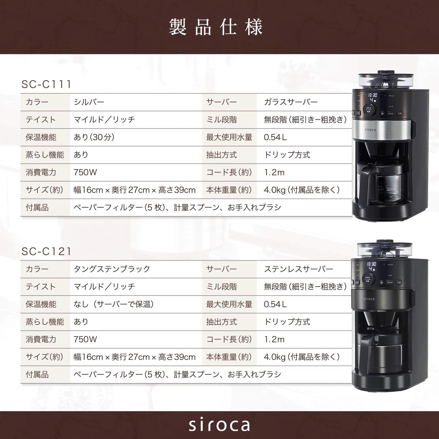 Siroca Full Automatic Coffee Maker SC-C121-K-KT (Black & Tungsten Black)【Japan Domestic Genuine Products 9 Siroca Full Automatic Coffee Maker SC-C121-K-KT (Black & Tungsten Black)【Japan Domestic Genuine Products - Image 7