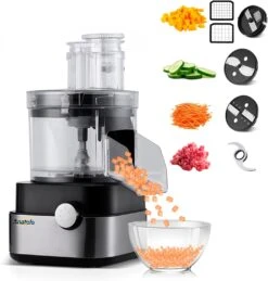 Anatole Commercial Food Processor 20-Cup Electric Vegetable Dicer Chopper 600W 5 In 1 Professional Veggie Shredder Grater Multifunctional Meat Grinder Blender With 5 Stainless Steel Blades