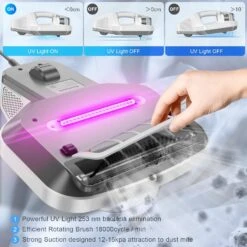 Kovshuiwe Mattress Vacuum Cleaner, UV Handheld Vacuum With 12Kpa Strong Suction And Low Noise, HEPA, Corded Bed Vacuum Cleaner, Cleaning Of Mattresses, Sofas, Pet Hair, Carpets, White 11 Kovshuiwe Mattress Vacuum Cleaner, UV Handheld Vacuum With 12Kpa Strong Suction And Low Noise, HEPA, Corded Bed Vacuum Cleaner, Cleaning Of Mattresses, Sofas, Pet Hair, Carpets, White -Small Appliance Store 71Yzp9mJQ6L. AC SL1500