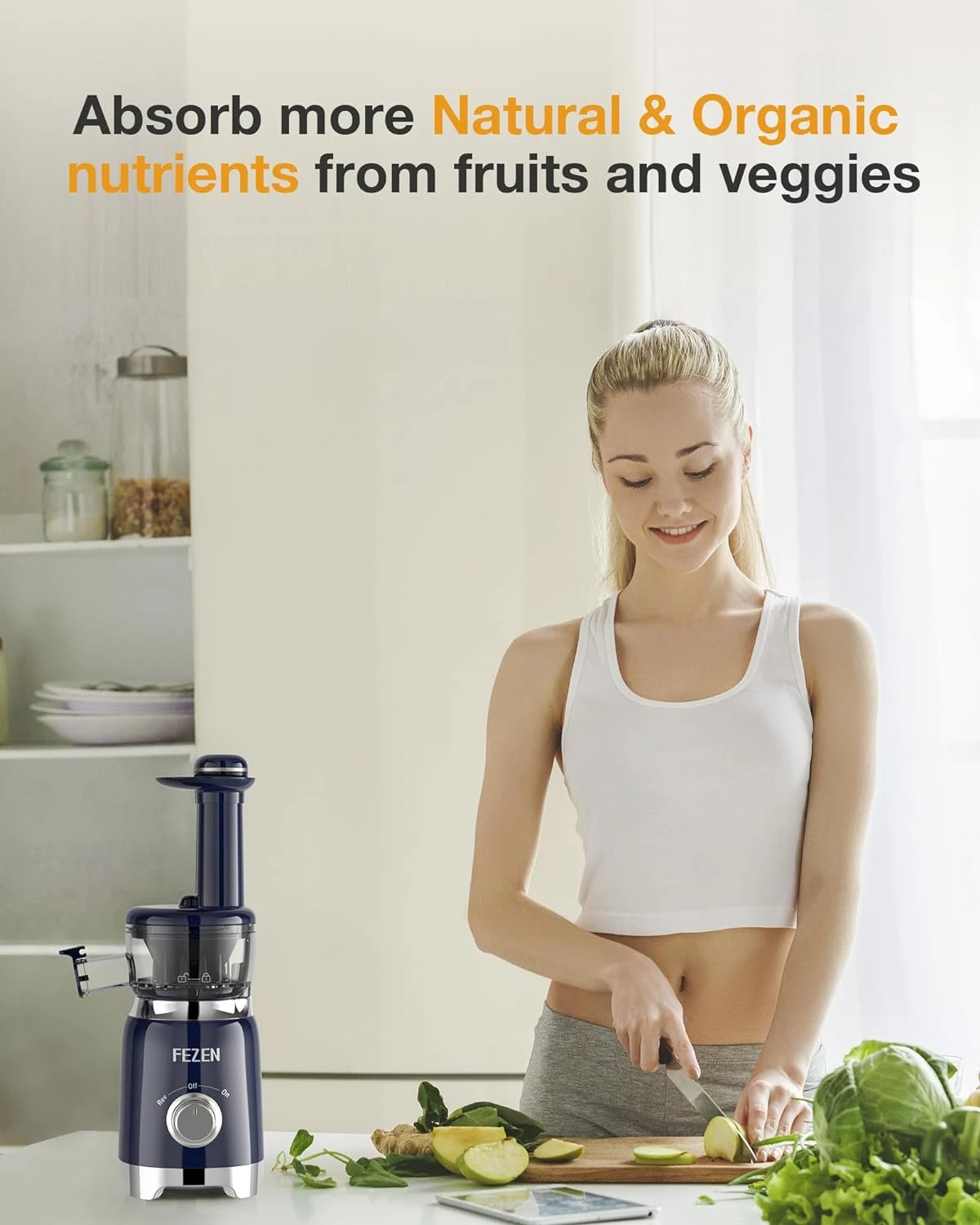 Cold Press Juicer, FEZEN Small Masticating Juicer For Fruits And Vegetables, Powerful Juice Extractor Machine With Compact Size And Space-Saving Feature, Very Easy To Clean (Updated) 10 Cold Press Juicer, FEZEN Small Masticating Juicer For Fruits And Vegetables, Powerful Juice Extractor Machine With Compact Size And Space-Saving Feature, Very Easy To Clean (Updated) - Image 8