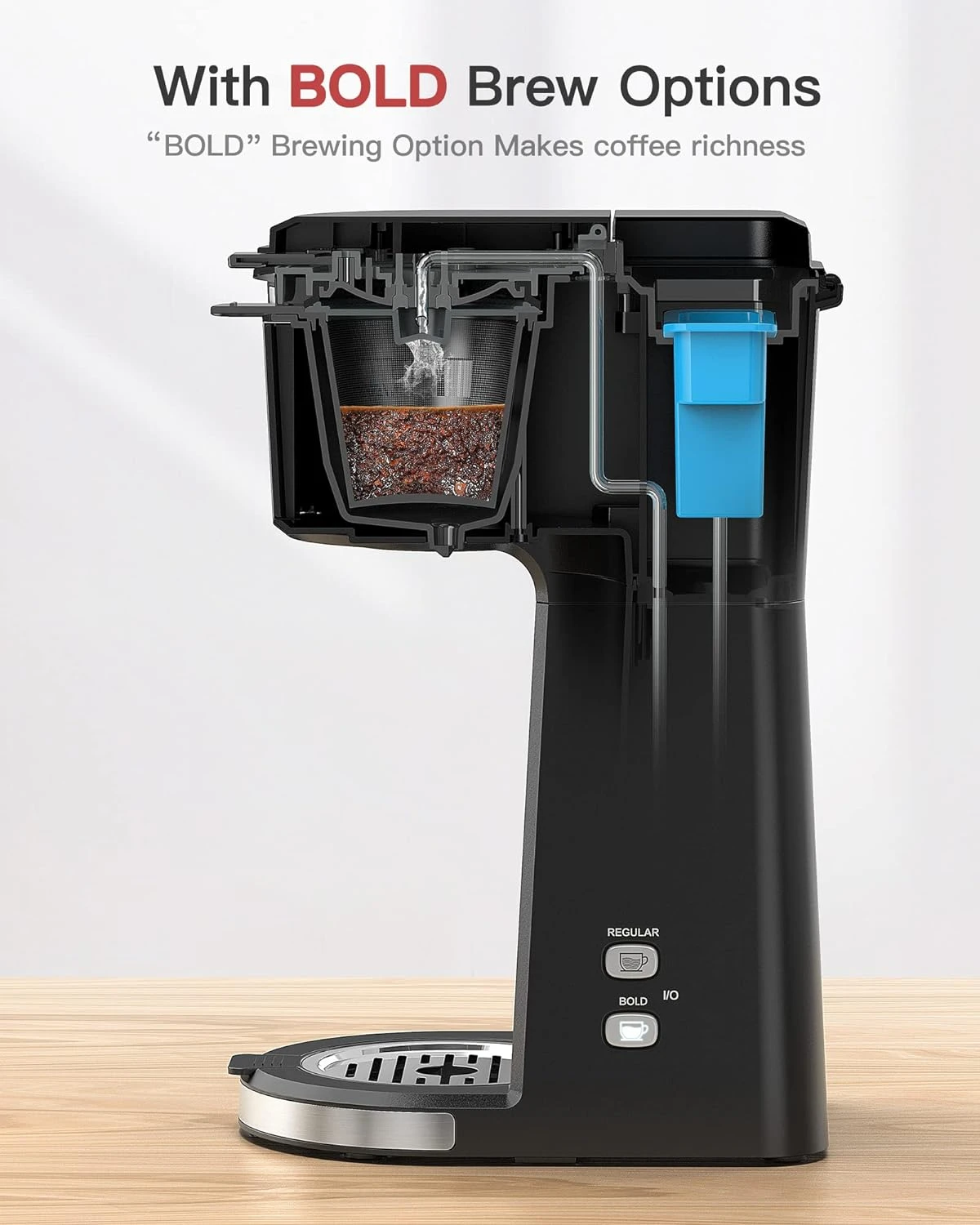 Tastyle Single Serve Coffee Maker For K Cup & Ground Coffee, Regular And Bold Brew Options, Small Coffee Machine Single Cup With Descaling Reminder, Fits Travel Mug, 6 To 14 Oz Brew Size, Black 7 Tastyle Single Serve Coffee Maker For K Cup & Ground Coffee, Regular And Bold Brew Options, Small Coffee Machine Single Cup With Descaling Reminder, Fits Travel Mug, 6 To 14 Oz Brew Size, Black - Image 5