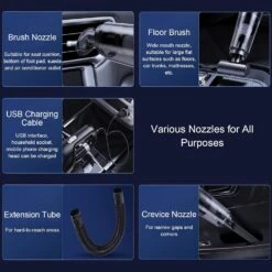CHUYI Handheld Vacuum Cleaner, Rechargeable Mini Portable Wet And Dry Wireless Car Vacuum Cleaner With HEPA Filters For All-Round Cleaning, With Floor Brush, Various Nozzles, And Storage Bag 12 CHUYI Handheld Vacuum Cleaner, Rechargeable Mini Portable Wet And Dry Wireless Car Vacuum Cleaner With HEPA Filters For All-Round Cleaning, With Floor Brush, Various Nozzles, And Storage Bag -Small Appliance Store 71cOwl2L2L. AC SL1500