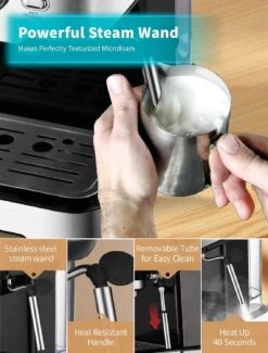 Gevi Espresso Machine 15 Bar Pump Pressure, Cappuccino Coffee Maker With Milk Foaming Steam Wand For Latte, Mocha, Cappuccino, 1.5L Water Tank, 1100W, Black3 15 Gevi Espresso Machine 15 Bar Pump Pressure, Cappuccino Coffee Maker With Milk Foaming Steam Wand For Latte, Mocha, Cappuccino, 1.5L Water Tank, 1100W, Black3 -Small Appliance Store 71en3i7KkwL. AC SL1500