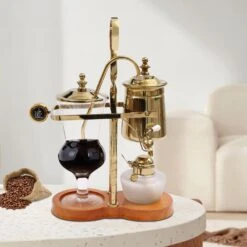 LOYALHEARTDY Belgian Luxury Syphon Coffee Machine Gold Retro Royal Family Balance Siphon Coffee Maker Siphon Brewer