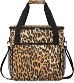 Cfpolar Coffee Maker Carrying Bag Leopard Travel Coffee Machine Bag Carrying Organizer Case Portable Single Serve Coffee Brewer Tote Bag Storage Bag For Camping Picnic