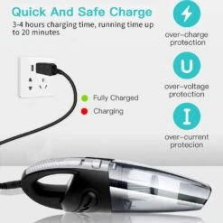 SZFY-TAIOW Handheld Vacuum USB Cordless Portable Wet Dry Vacuum Cleaner For Car Home Pet Hair With Filter Rechargeable 2200mAh Lithium Battery 120W 4500PA Powerful Suction (Black) 14 SZFY-TAIOW Handheld Vacuum USB Cordless Portable Wet Dry Vacuum Cleaner For Car Home Pet Hair With Filter Rechargeable 2200mAh Lithium Battery 120W 4500PA Powerful Suction (Black) -Small Appliance Store 71hKCLH19IL. AC SL1500