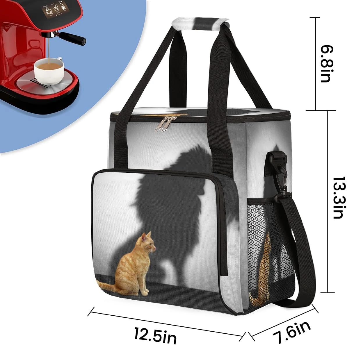 Cfpolar Coffee Maker Carrying Bag Cat Lion Shadow Travel Coffee Machine Bag Carrying Organizer Case Portable Single Serve Coffee Brewer Tote Bag Storage Bag For Camping Picnic 5 Cfpolar Coffee Maker Carrying Bag Cat Lion Shadow Travel Coffee Machine Bag Carrying Organizer Case Portable Single Serve Coffee Brewer Tote Bag Storage Bag For Camping Picnic - Image 3
