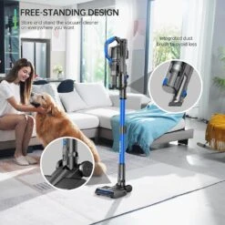 FABULETTA Cordless Vacuum Cleaner, 24kpa Free-Standing Stick Vacuum With Upgraded 250W Brushless Motor, Lightweight Handheld Vacuum For Home Pet Hair Carpet Hard Floor (Blue) -Small Appliance Store 71mGjWtldGL. AC SL1500