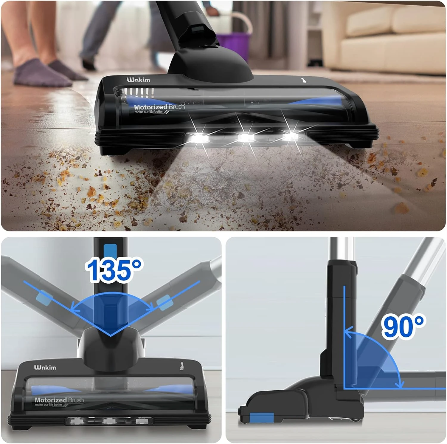 WnkimTech Cordless Vacuum Cleaner, Stick Vacuum With 3 Suction Mode For Hardwood Floor, Up To 40 Mins Rechargeable Battery, 6-in-1 Household Wireless Upright Lightweight Vacuum For Pet Hair Carpet 9 WnkimTech Cordless Vacuum Cleaner, Stick Vacuum With 3 Suction Mode For Hardwood Floor, Up To 40 Mins Rechargeable Battery, 6-in-1 Household Wireless Upright Lightweight Vacuum For Pet Hair Carpet - Image 7