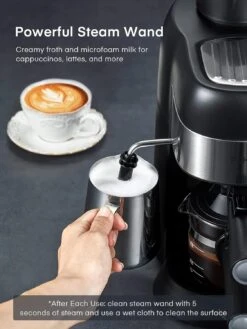 FOHERE Steam Espresso Machine, 3.5 Bar 4 Cup, Professional Compact Espresso And Cappuccino Maker With Milk Frother And Carafe For Coffee, Latte And Mocha -Small Appliance Store 71nd9 Np JL. AC SL1500