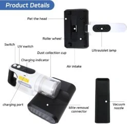 Mattress Vacuum Cleaner, Handheld Bed Vacuum With 15KPa Powerful Suction, Lightweight And Rechargeable Car Vacuum, Effectively Clean Up For Pillows, Sheets, Mattresses, Sofas, Bed, Car (Black) -Small Appliance Store 71oJMz 448L. AC SL1500