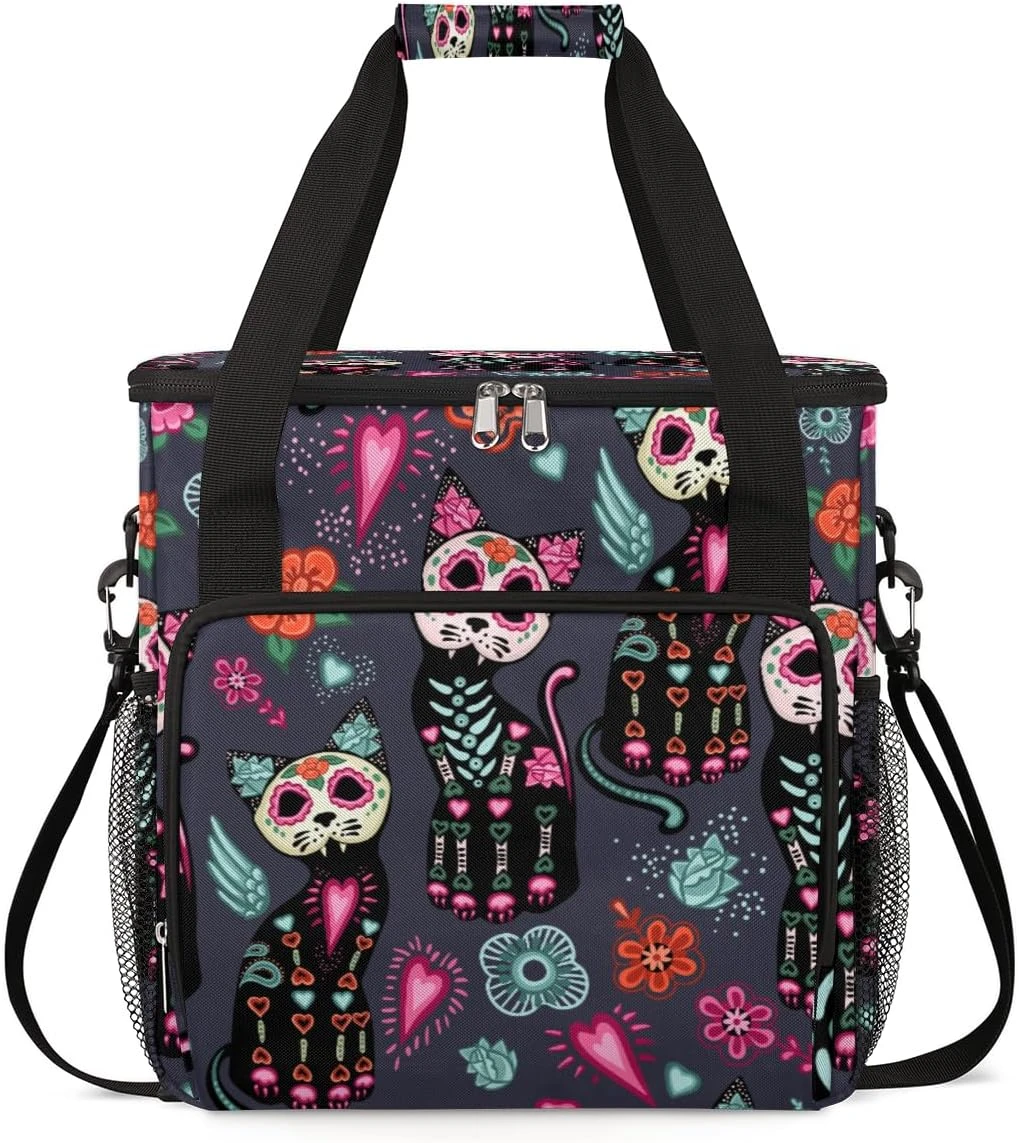 Cfpolar Coffee Maker Carrying Bag Day Of Dead Sugar Skull Cats Travel Coffee Machine Bag Carrying Organizer Case Portable Single Serve Coffee Brewer Tote Bag Storage Bag For Camping Picnic 3 Cfpolar Coffee Maker Carrying Bag Day Of Dead Sugar Skull Cats Travel Coffee Machine Bag Carrying Organizer Case Portable Single Serve Coffee Brewer Tote Bag Storage Bag For Camping Picnic