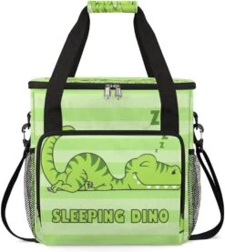 Cfpolar Coffee Maker Carrying Bag Cute Animal Dinosaur Pattern Stripe Travel Coffee Machine Bag Carrying Organizer Case Portable Single Serve Coffee Brewer Tote Bag Storage Bag For Camping Picnic