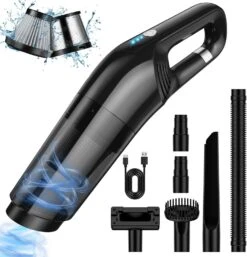 Reesibi 15000pa Handheld Vacuum Cordless Car Cleaner, Strong Brushless Motor Car Vacuum, Portable Rechargeable Hand Held Vacuum Cleaner With Multi-Surface Cleaning Accessories